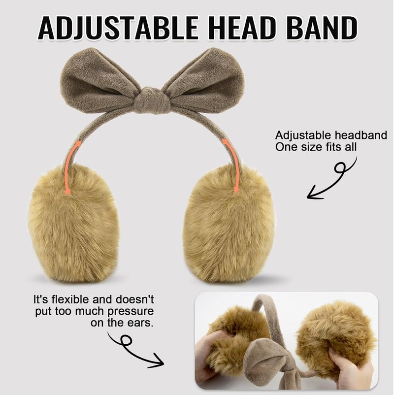 FSTEOE Winter Ear Muffs Women Warm Earmuff Girls Ear Warmers Soft Plush Outdoor Adjustable Ear Cover - Image 2